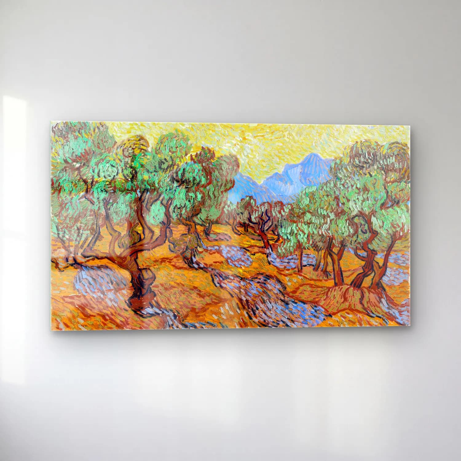 Vincent van Gogh – Olive Trees – Sarı Tonlar cam tablo — sol açıdan görünüm