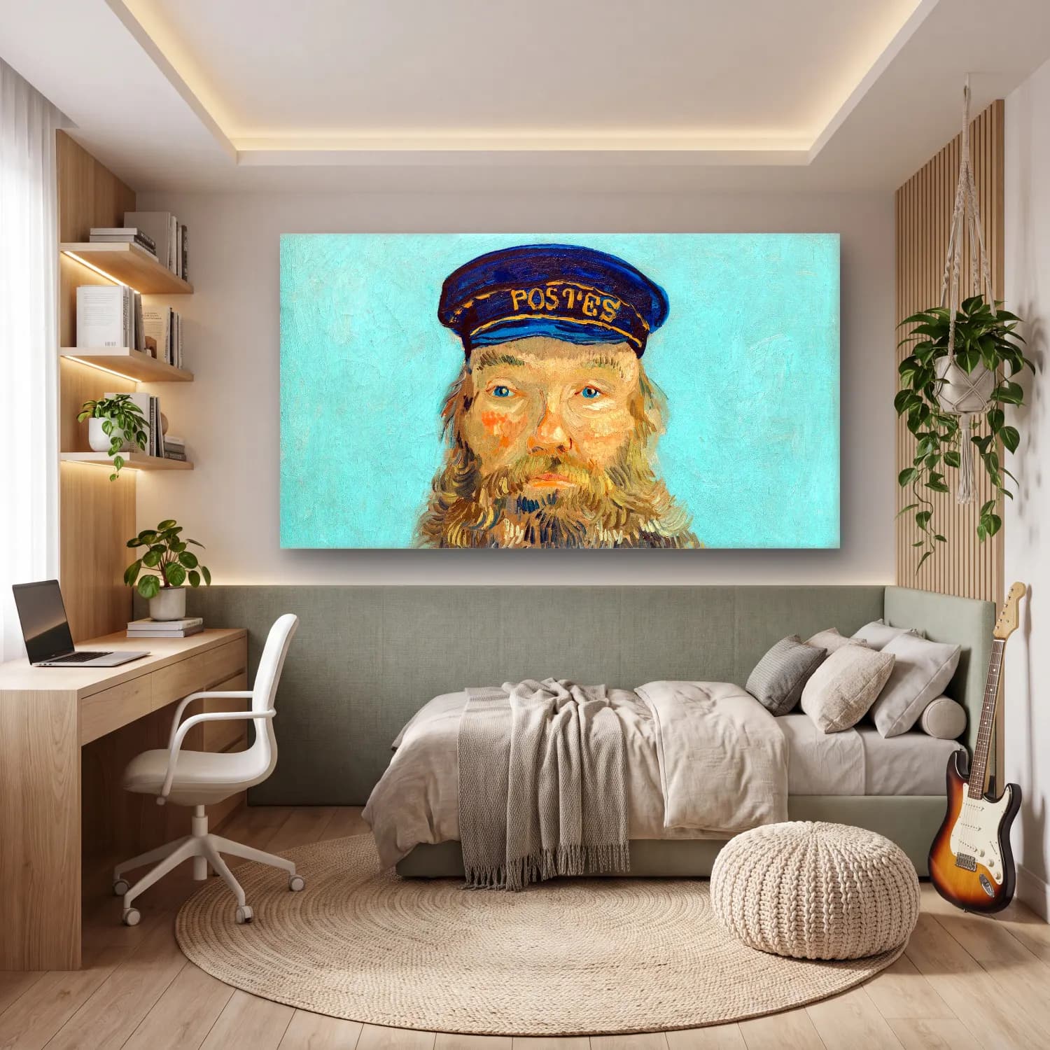 Vincent van Gogh – Portrait of Postman Roulin cam tablo — genç odasında