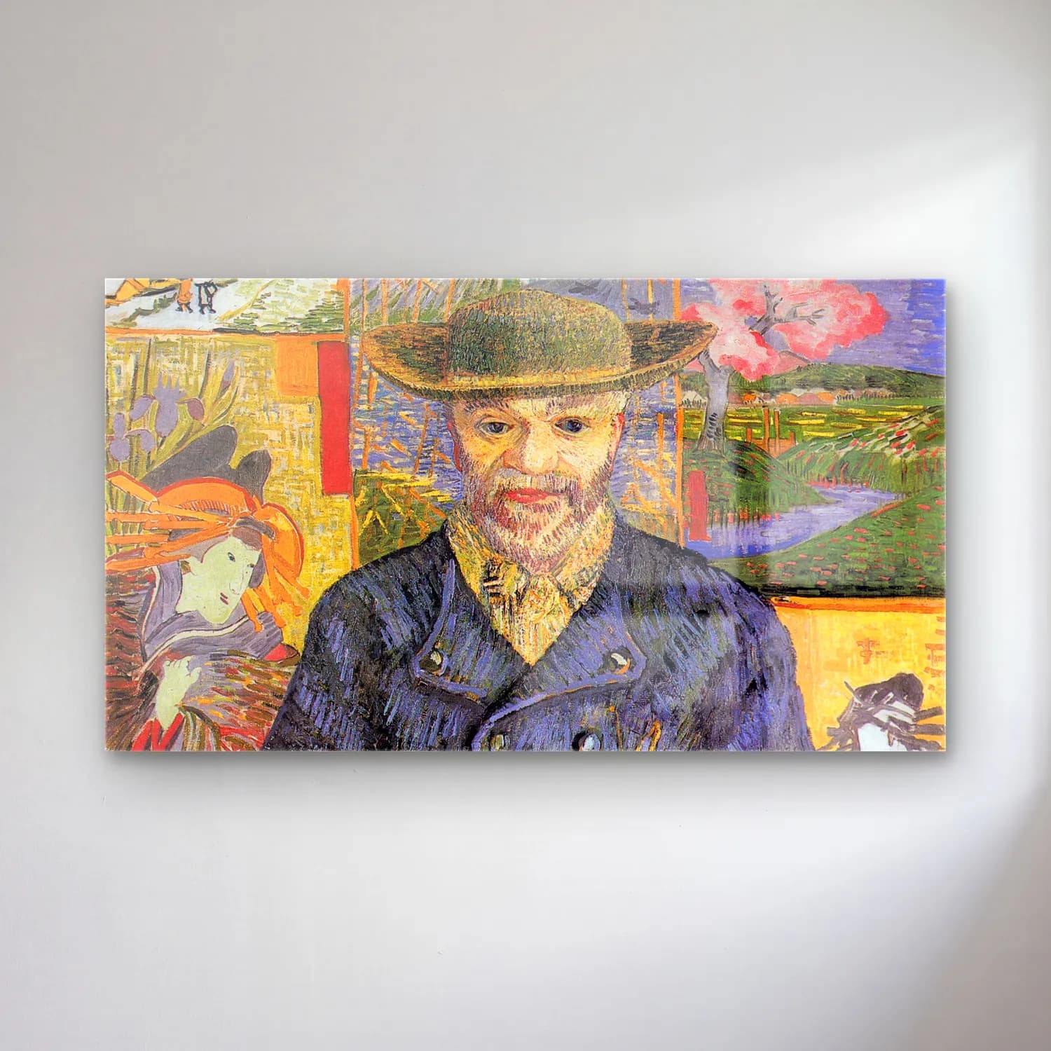 Vincent van Gogh – Portrait of Père Tanguy – Yeşil Tonlar cam tablo — Vincent van Gogh – Portrait of Père Tanguy – Yeşil Tonlar — empresyonist erkek portresi