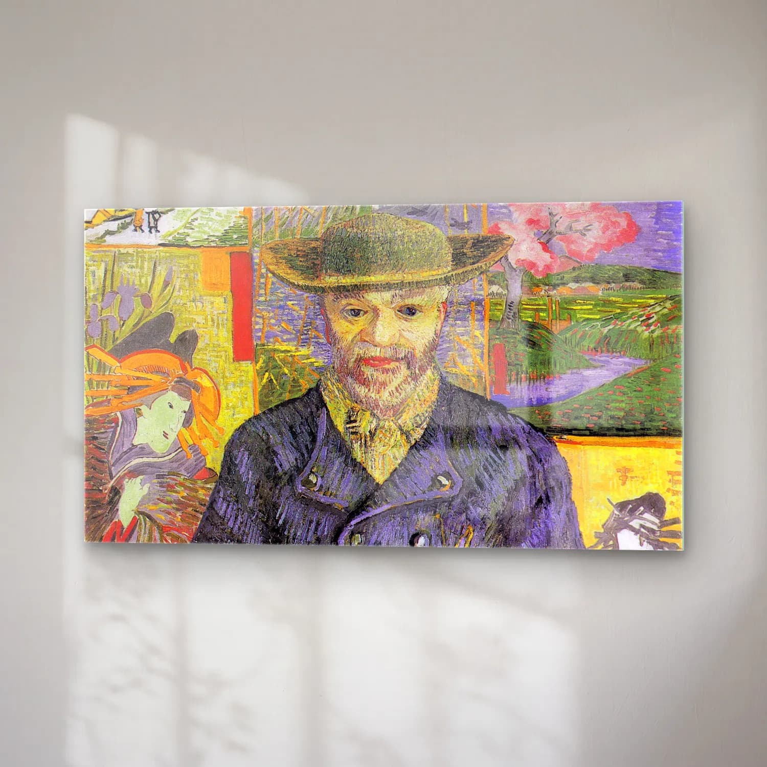 Vincent van Gogh – Portrait of Père Tanguy – Yeşil Tonlar cam tablo — sağ açıdan görünüm