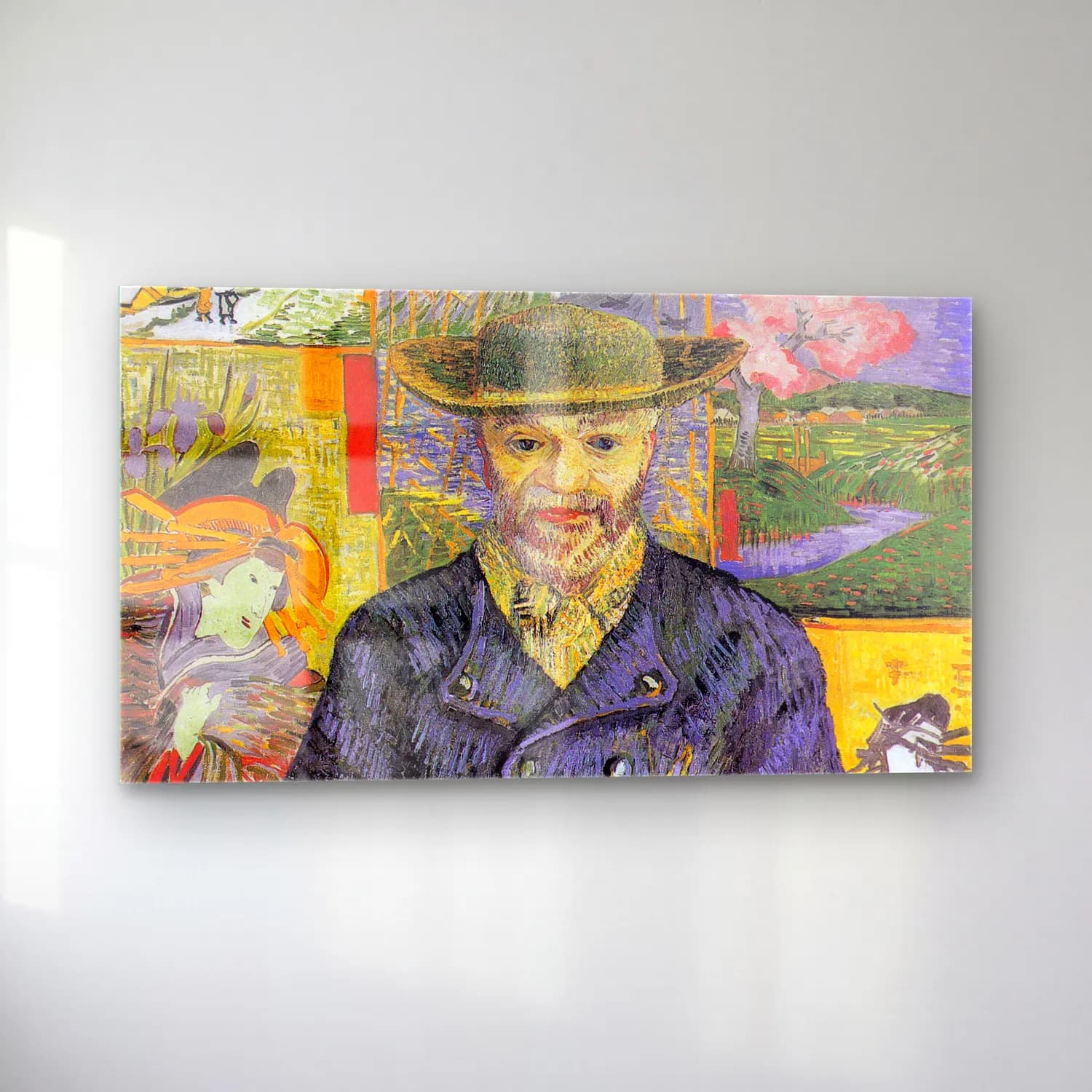 Vincent van Gogh – Portrait of Père Tanguy – Yeşil Tonlar cam tablo — sol açıdan görünüm