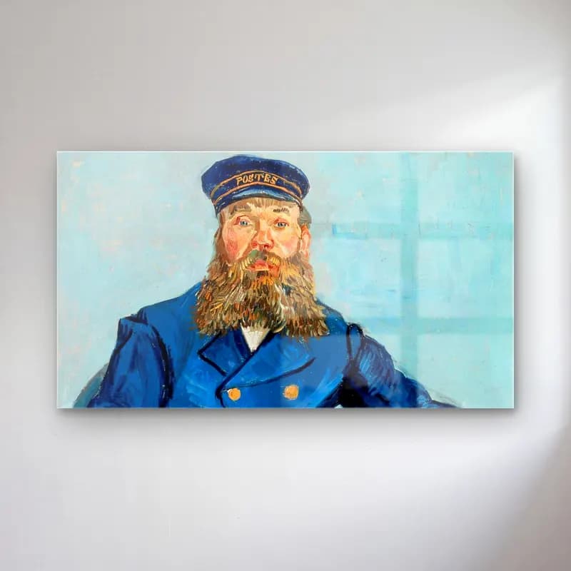 Vincent van Gogh – Portrait of the Postman Joseph Roulin – Mavi Tonlar cam tablo — Vincent van Gogh – Portrait of the Postman Joseph Roulin – Mavi Tonlar — empresyonist erkek portresi
