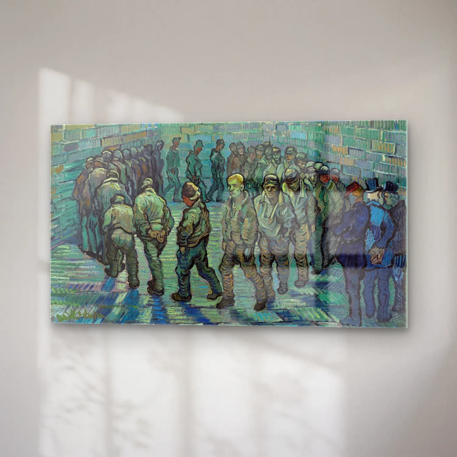 Vincent van Gogh – Prisoners Exercising – Turkuaz Tonlar cam tablo — sağ açıdan görünüm
