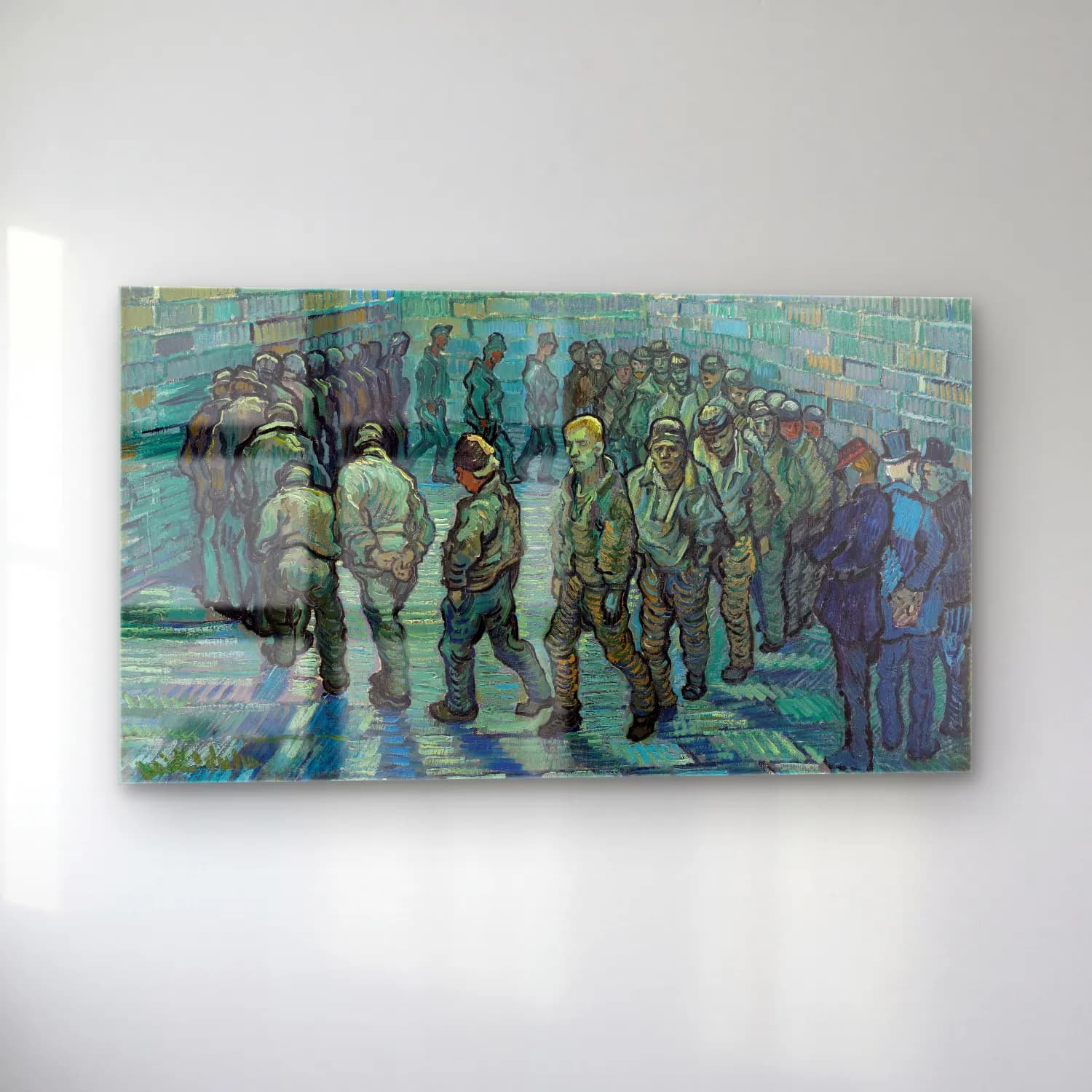 Vincent van Gogh – Prisoners Exercising – Turkuaz Tonlar cam tablo — sol açıdan görünüm