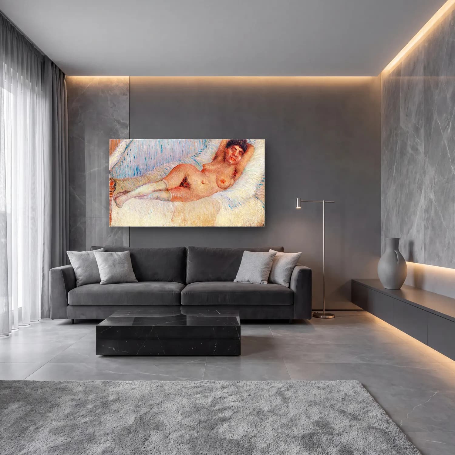 Vincent van Gogh – Reclining Nude cam tablo — lüks salon duvarında