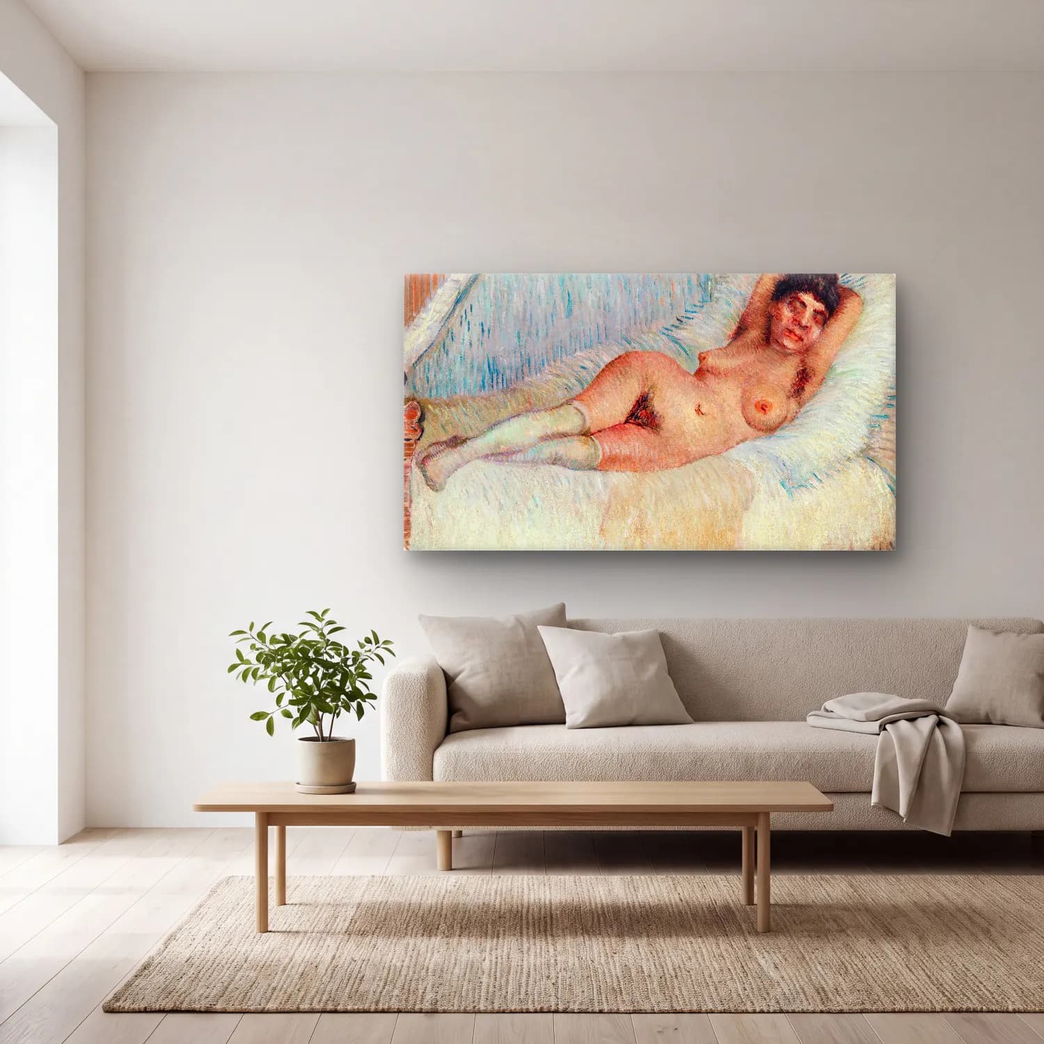 Vincent van Gogh – Reclining Nude cam tablo — açık renk salonda