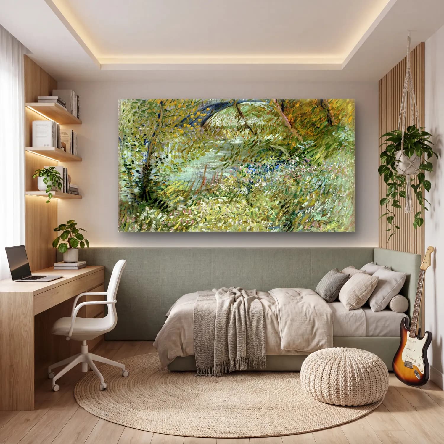 Vincent van Gogh – River Bank in Springtime cam tablo — genç odasında