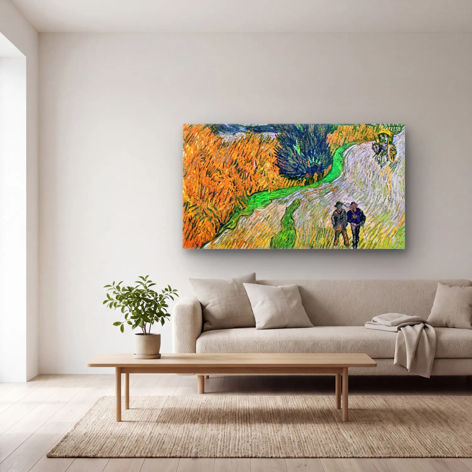 Vincent van Gogh – Road with Cypress and Star cam tablo — açık renk salonda
