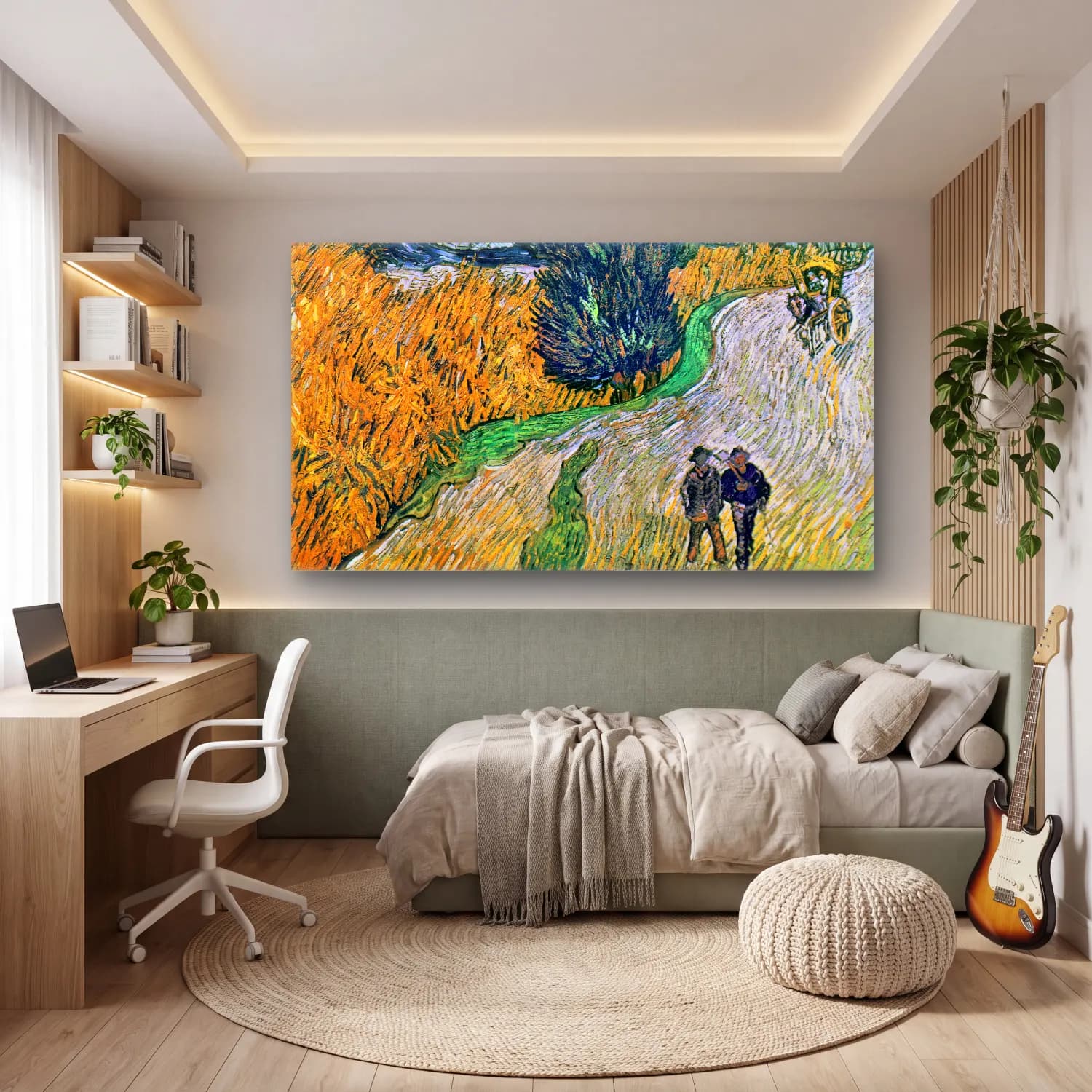 Vincent van Gogh – Road with Cypress and Star cam tablo — genç odasında