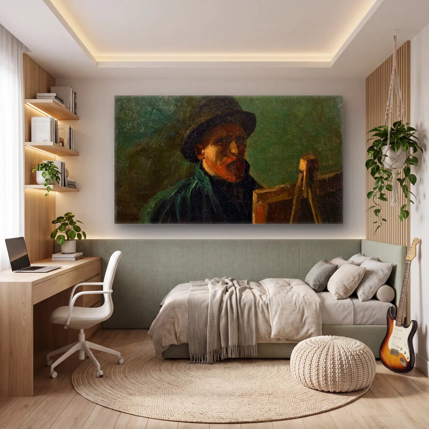 Vincent van Gogh – Self-Portrait with Dark Felt Hat at the Easel cam tablo — genç odasında