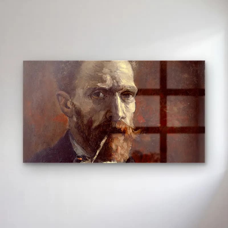 Vincent van Gogh – Self-Portrait with Pipe cam tablo — Vincent van Gogh – Self-Portrait with Pipe — empresyonist erkek portresi