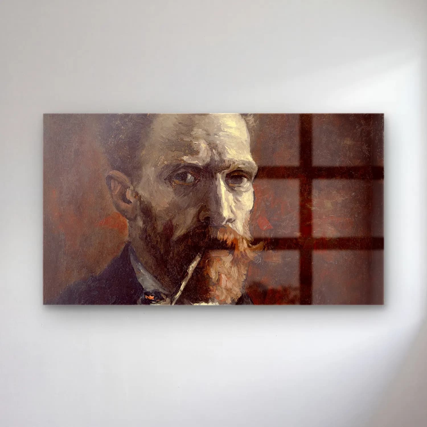 Vincent van Gogh – Self-Portrait with Pipe cam tablo — Vincent van Gogh – Self-Portrait with Pipe — empresyonist erkek portresi