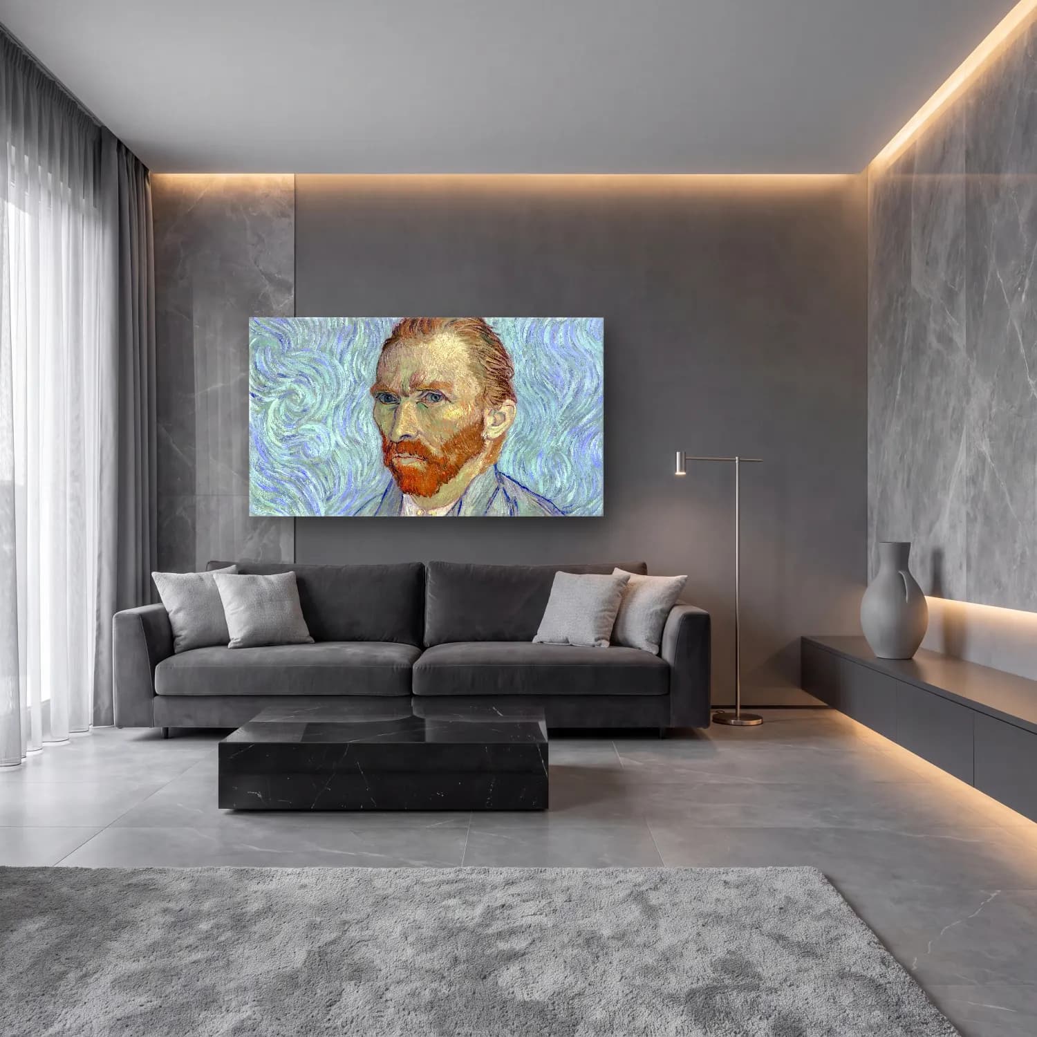 Vincent van Gogh – Self-portrait cam tablo — lüks salon duvarında