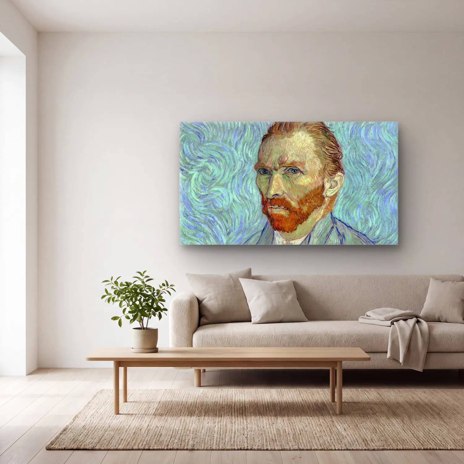Vincent van Gogh – Self-portrait cam tablo — açık renk salonda