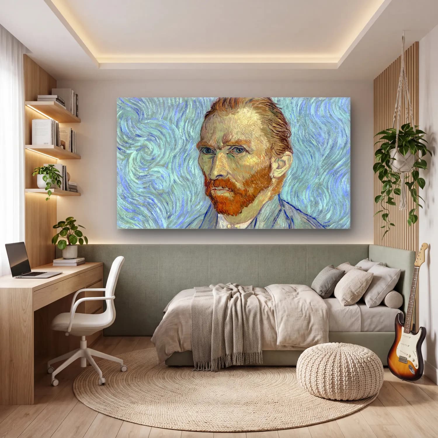Vincent van Gogh – Self-portrait cam tablo — genç odasında