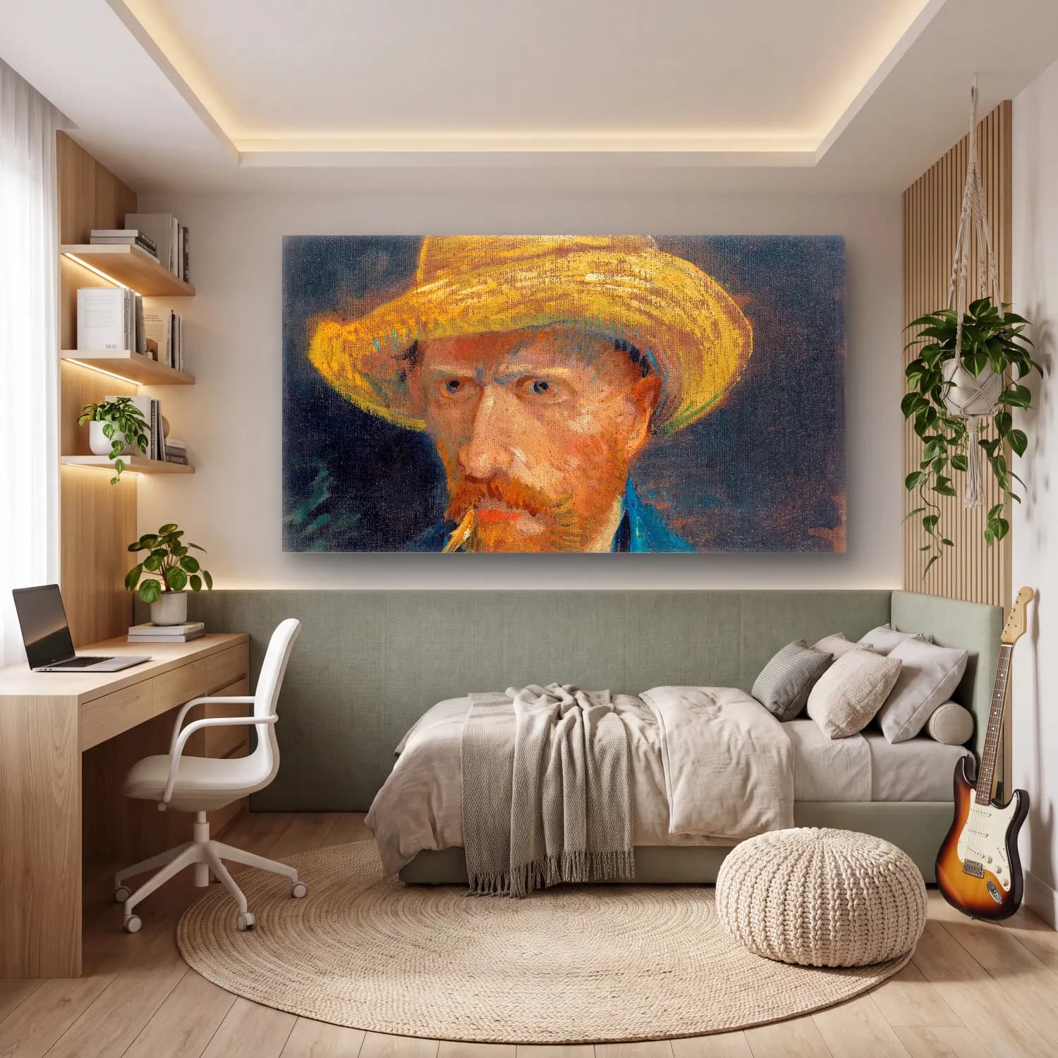 Vincent van Gogh – Self-portrait No. 4 cam tablo — genç odasında