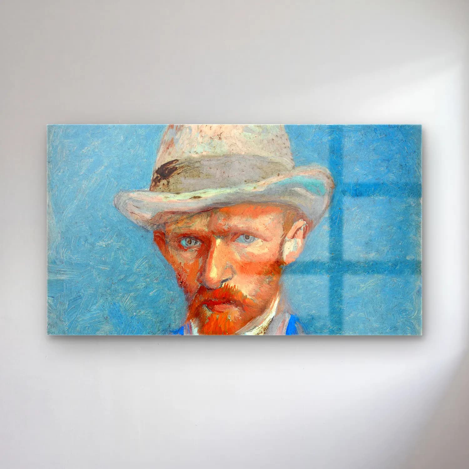 Vincent van Gogh – Self-portrait – Mavi Tonlar cam tablo — Vincent van Gogh – Self-portrait – Mavi Tonlar — empresyonist erkek portresi