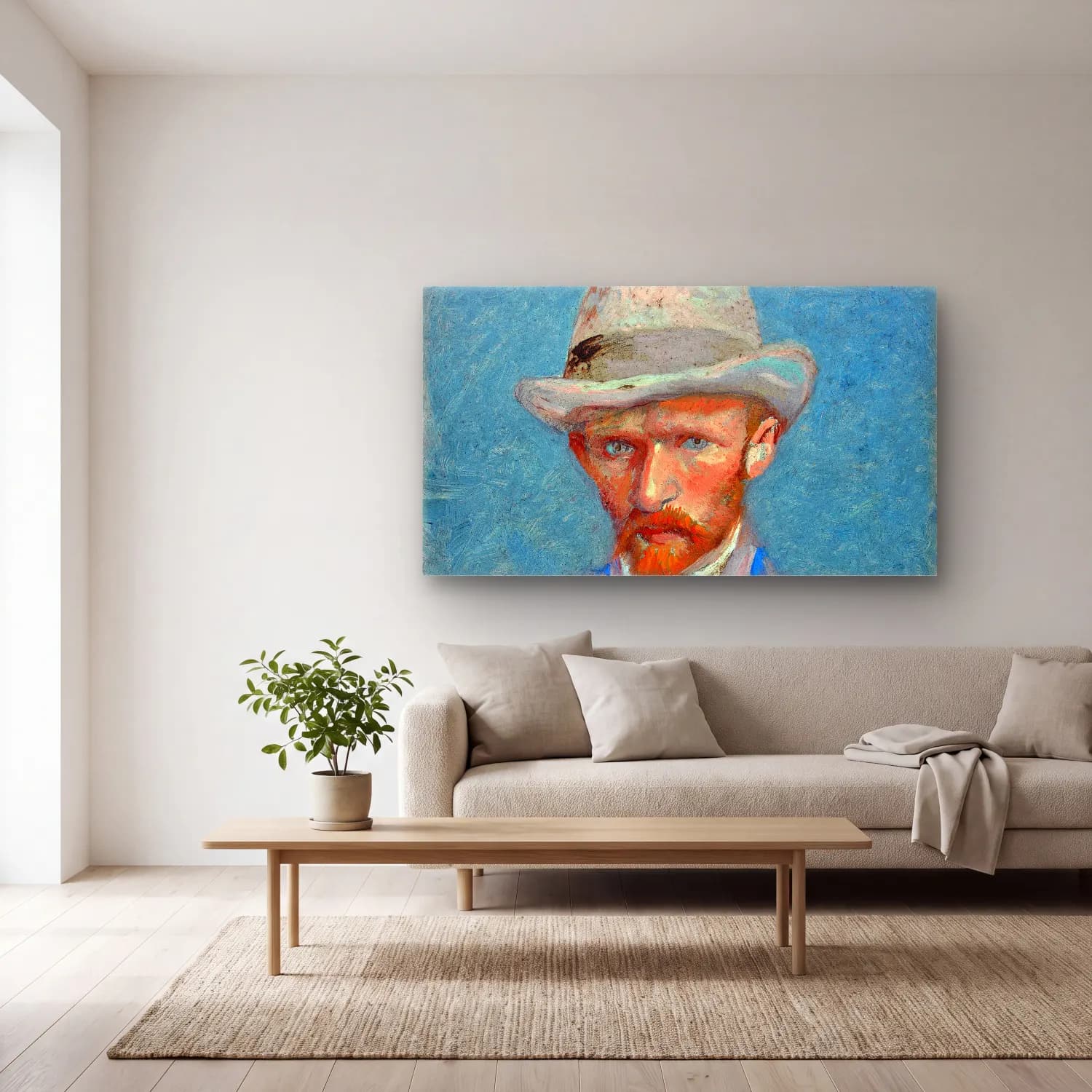Vincent van Gogh – Self-portrait – Mavi Tonlar cam tablo — açık renk salonda