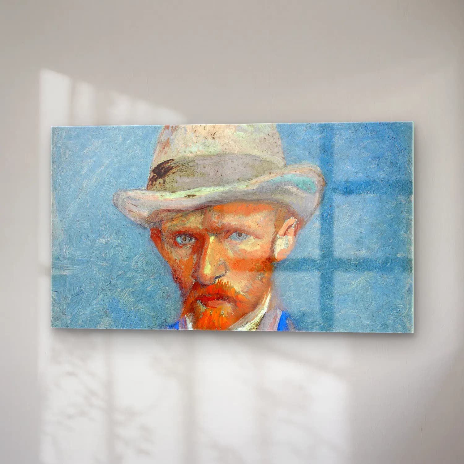 Vincent van Gogh – Self-portrait – Mavi Tonlar cam tablo — sağ açıdan görünüm