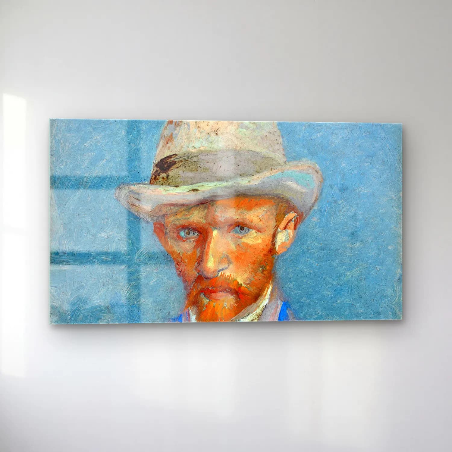 Vincent van Gogh – Self-portrait – Mavi Tonlar cam tablo — sol açıdan görünüm