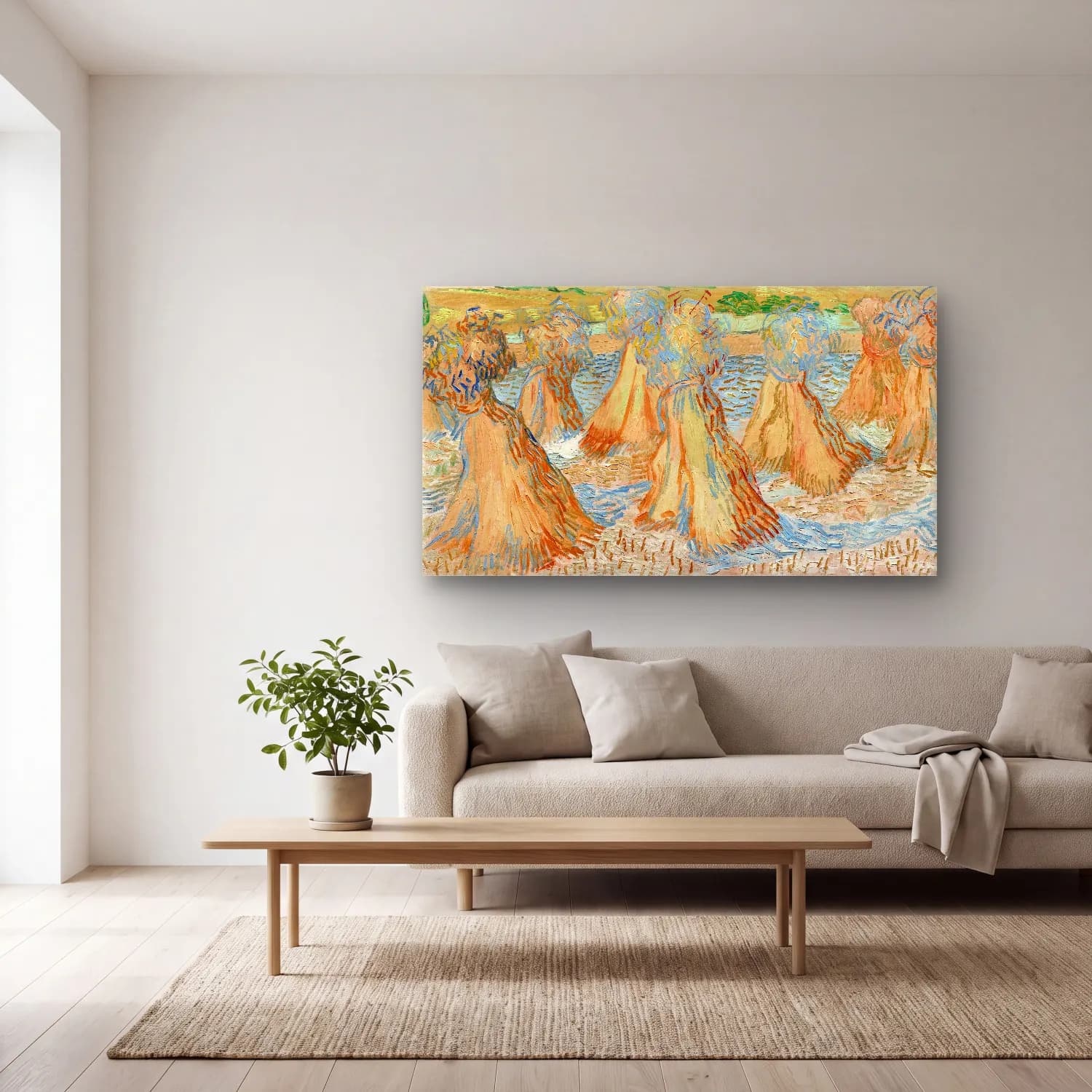 Vincent van Gogh – Sheaves of wheat cam tablo — açık renk salonda