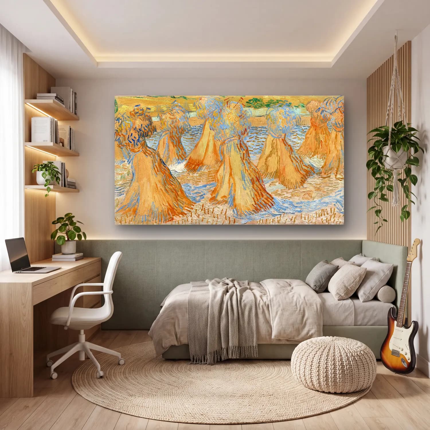Vincent van Gogh – Sheaves of wheat cam tablo — genç odasında