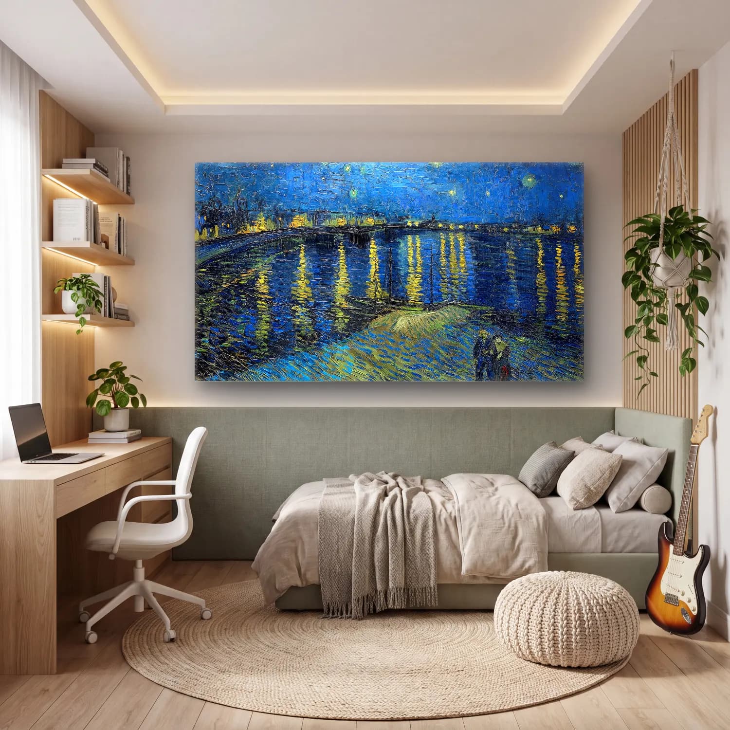 Vincent van Gogh – Starry Night Over the Rhone cam tablo — genç odasında