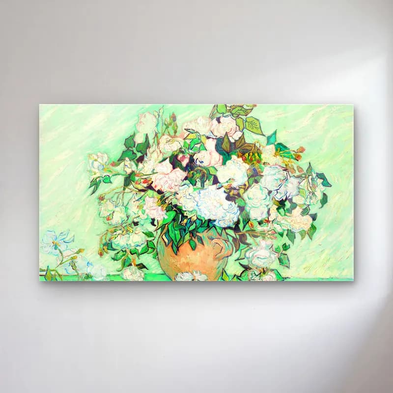 Vincent van Gogh – Still Life Vase with Pink Roses cam tablo — Vincent van Gogh – Still Life Vase with Pink Roses — empresyonist güller