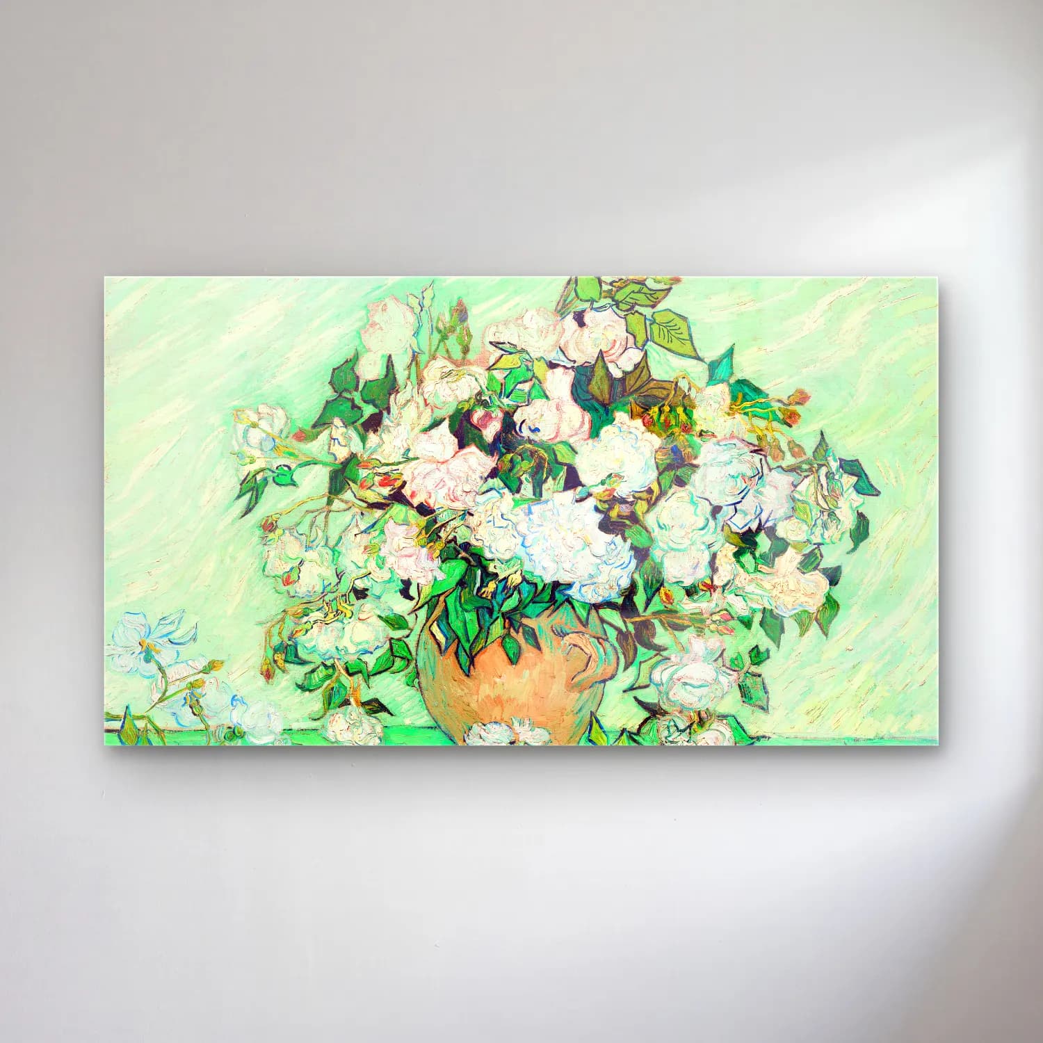 Vincent van Gogh – Still Life Vase with Pink Roses cam tablo — Vincent van Gogh – Still Life Vase with Pink Roses — empresyonist güller