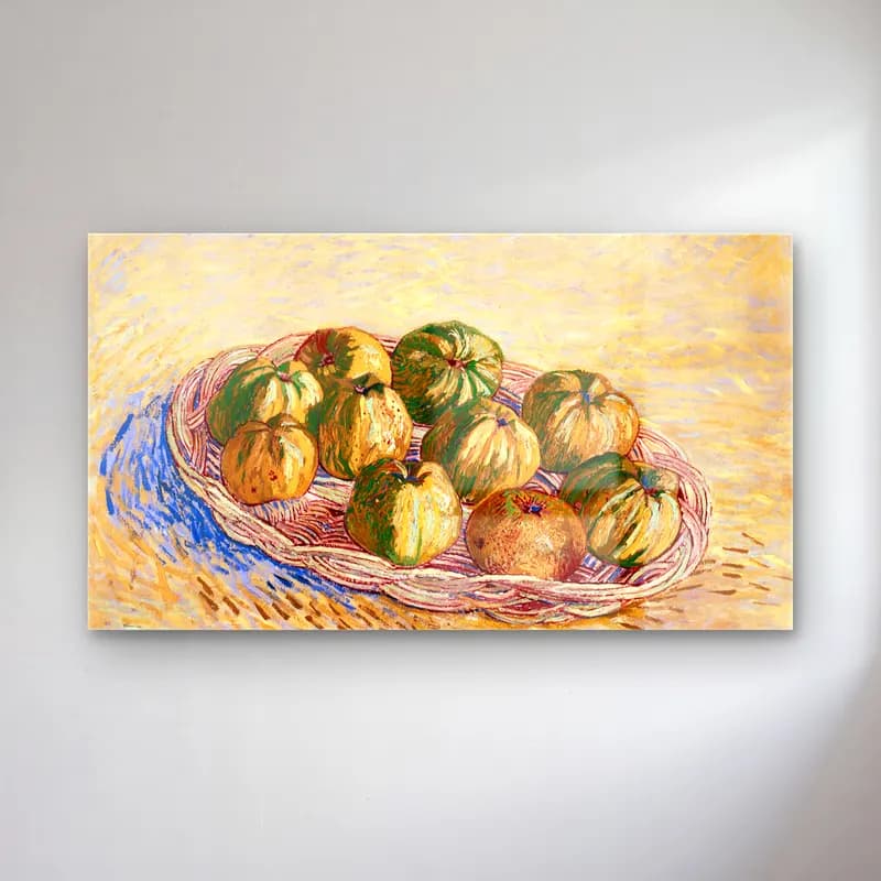 Vincent van Gogh – Still Life with Basket of Apples cam tablo — Vincent van Gogh – Still Life with Basket of Apples — empresyonist sepette mantarlar