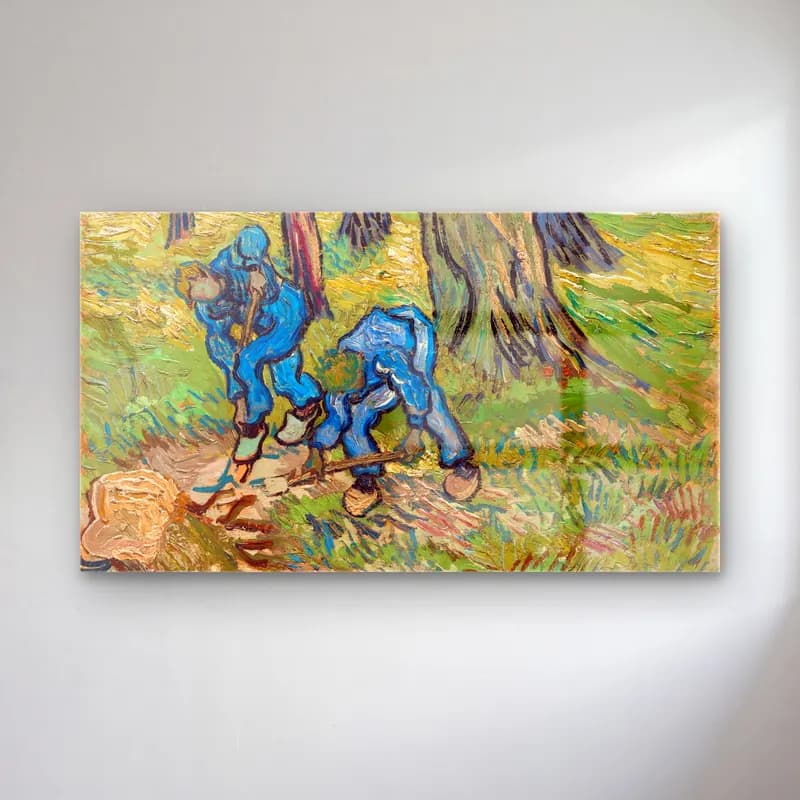 Vincent van Gogh – The Diggers – Mavi Tonlar cam tablo — Vincent van Gogh – The Diggers – Mavi Tonlar — empresyonist savaş sahnesi