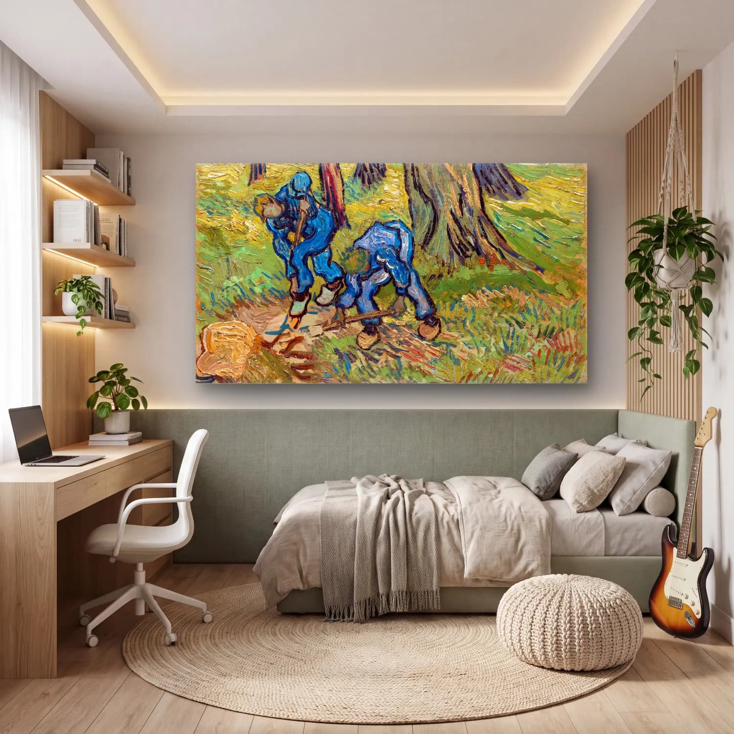 Vincent van Gogh – The Diggers – Mavi Tonlar cam tablo — genç odasında