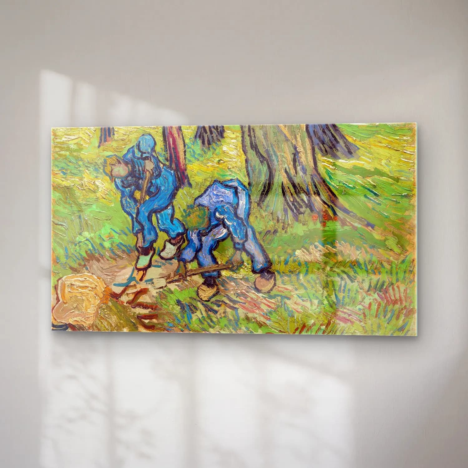 Vincent van Gogh – The Diggers – Mavi Tonlar cam tablo — sağ açıdan görünüm