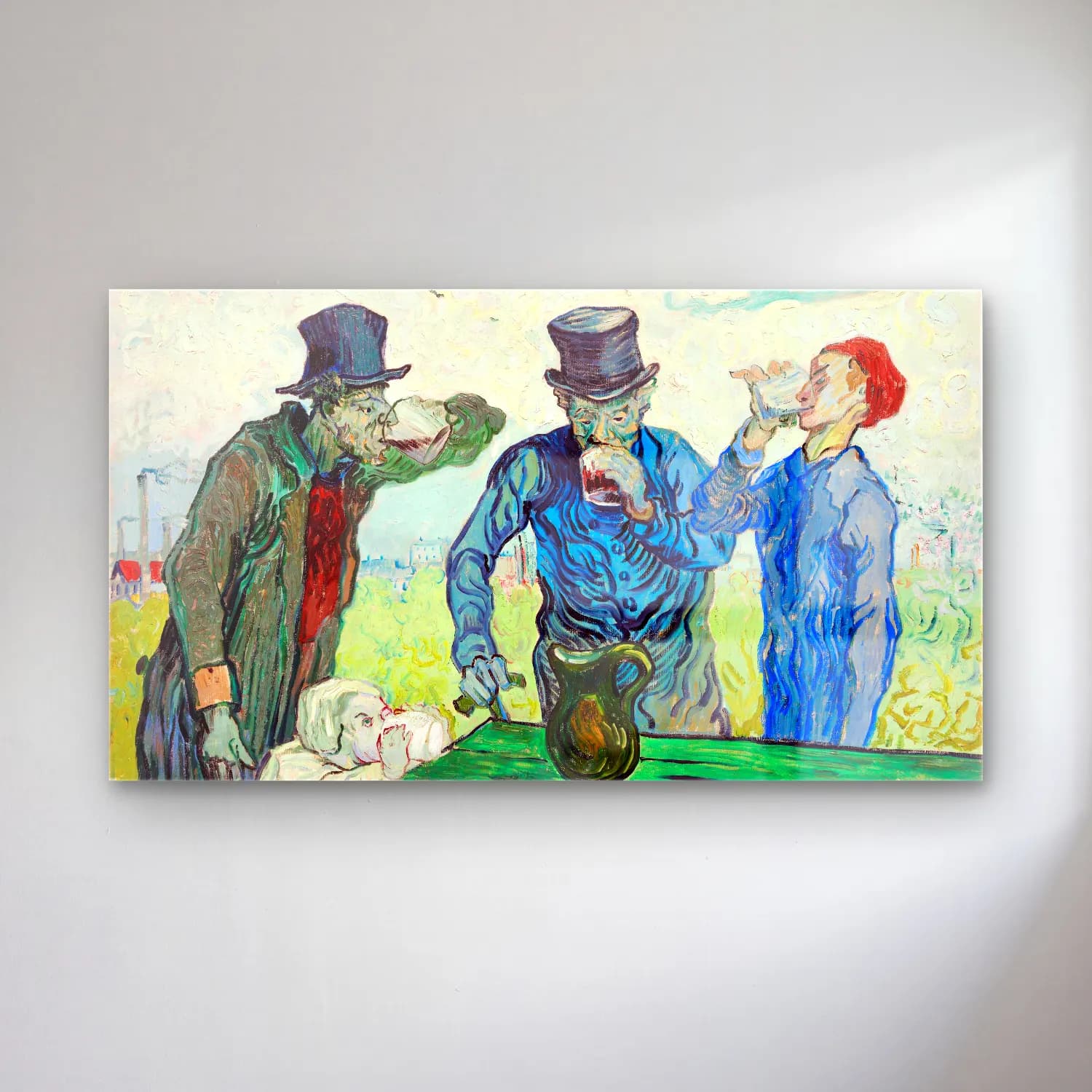 Vincent van Gogh – The Drinkers – Mavi Tonlar cam tablo — Vincent van Gogh – The Drinkers – Mavi Tonlar — empresyonist kadeh şarap