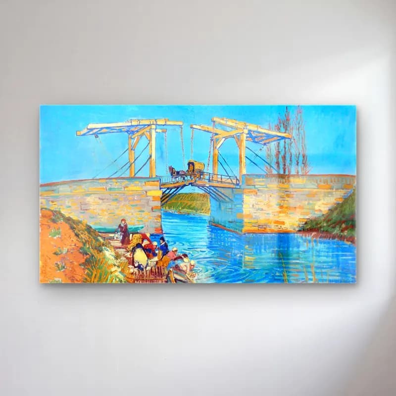 Vincent van Gogh – The Langlois Bridge at Arles – Mavi Tonlar cam tablo — Vincent van Gogh – The Langlois Bridge at Arles – Mavi Tonlar — empresyonist köprü