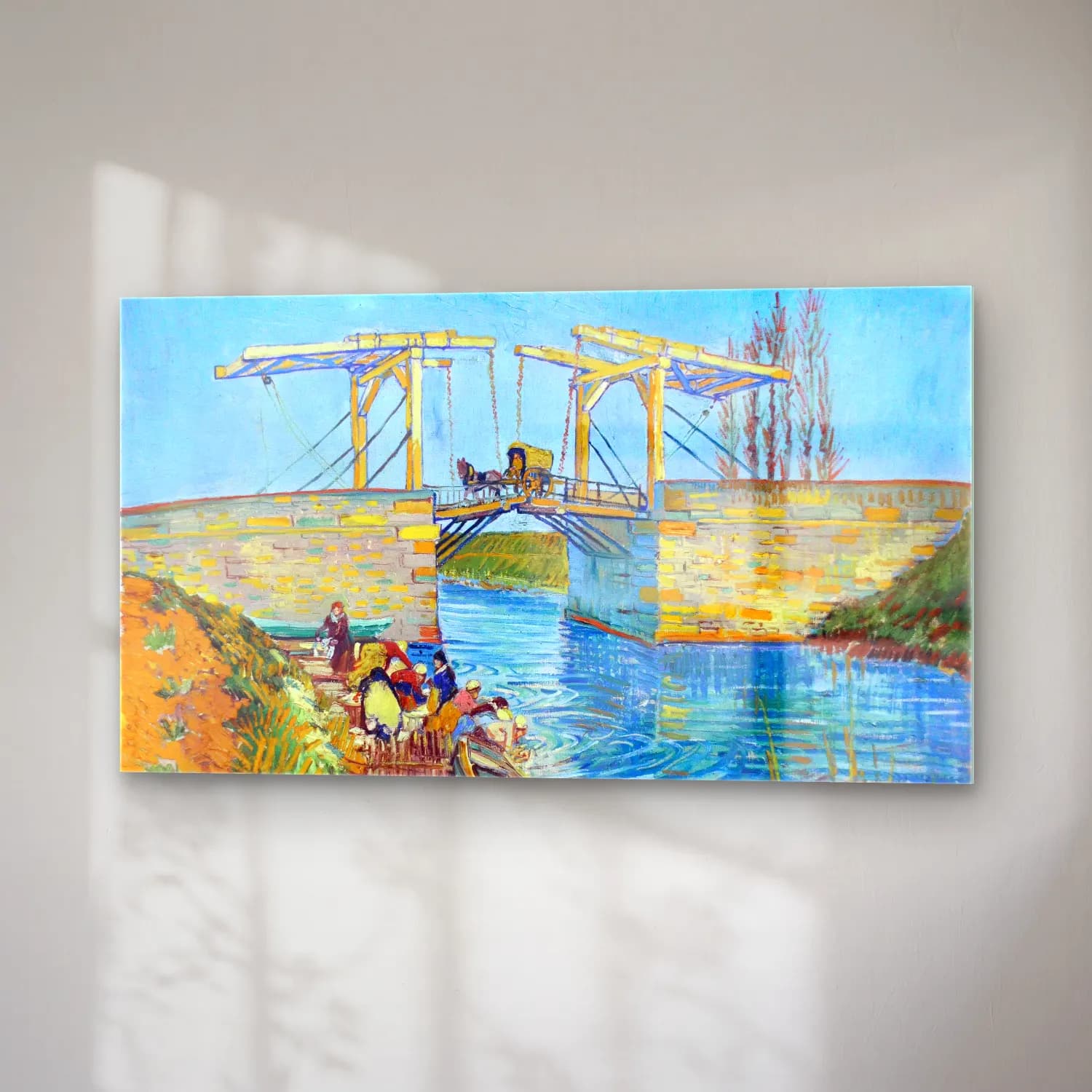 Vincent van Gogh – The Langlois Bridge at Arles – Mavi Tonlar cam tablo — sağ açıdan görünüm