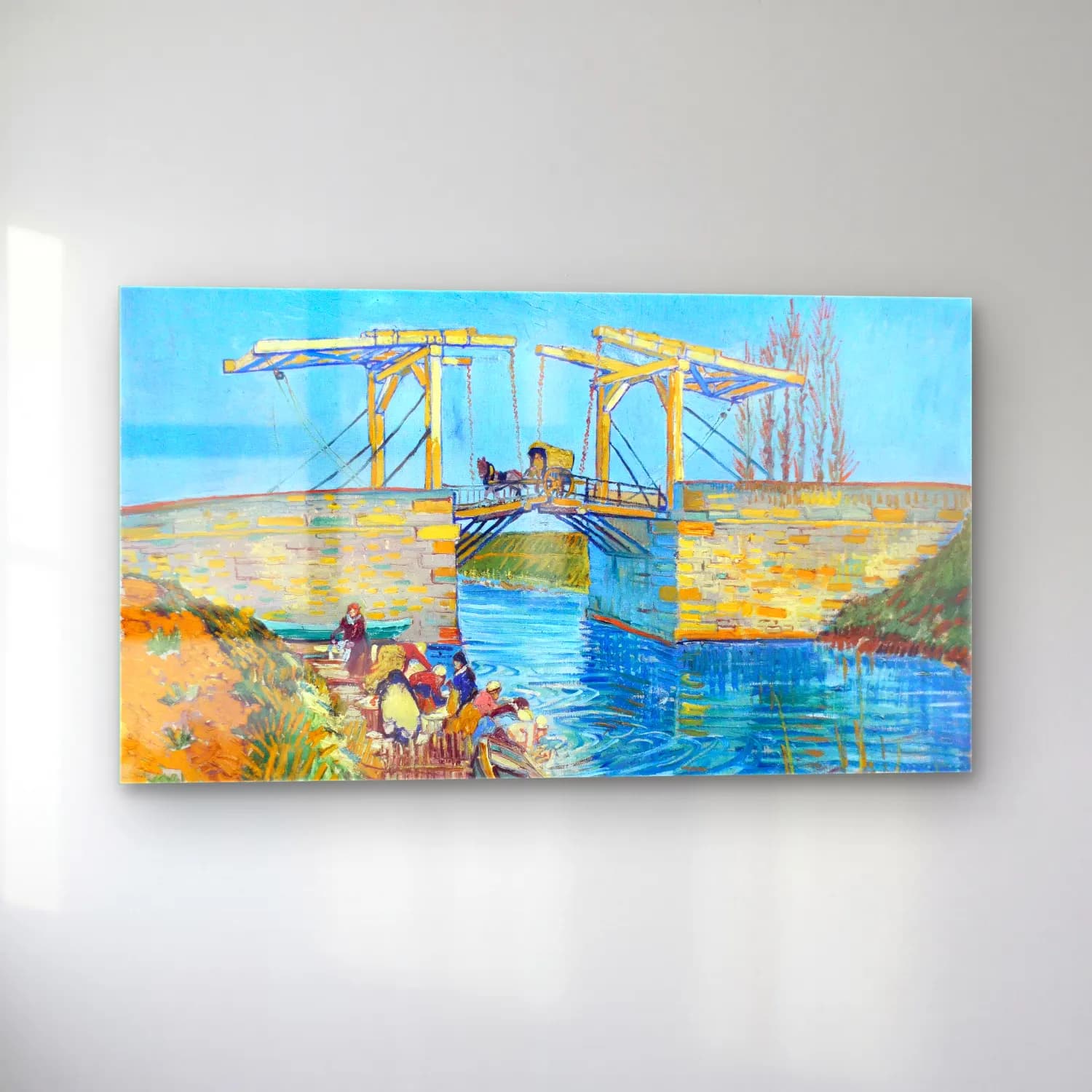 Vincent van Gogh – The Langlois Bridge at Arles – Mavi Tonlar cam tablo — sol açıdan görünüm