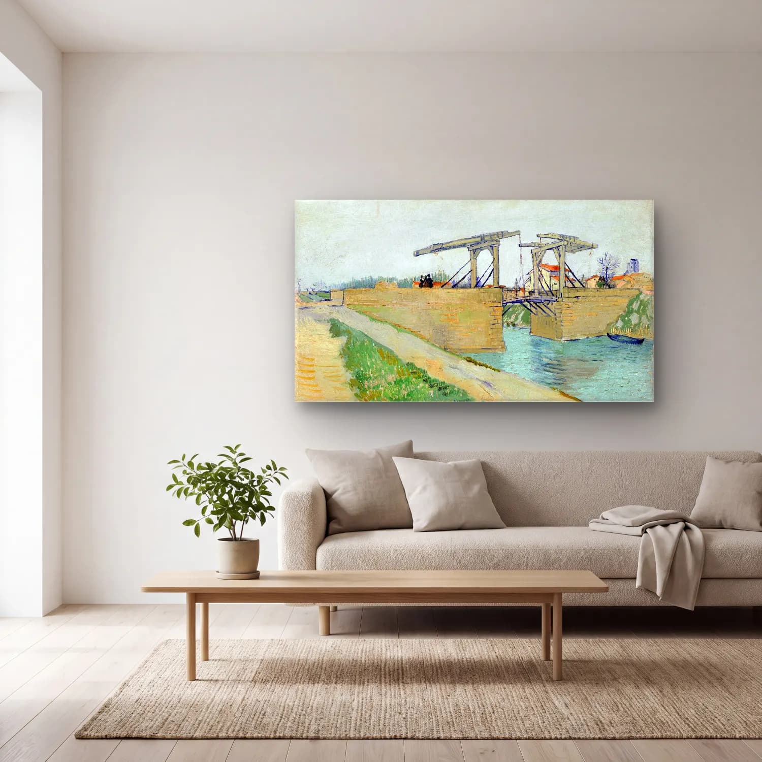 Vincent van Gogh – The Langlois bridge cam tablo — açık renk salonda