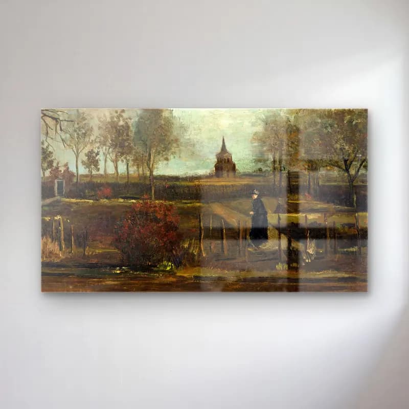 Vincent van Gogh – The Parsonage Garden at Nuenen cam tablo — Vincent van Gogh – The Parsonage Garden at Nuenen — empresyonist kır evi