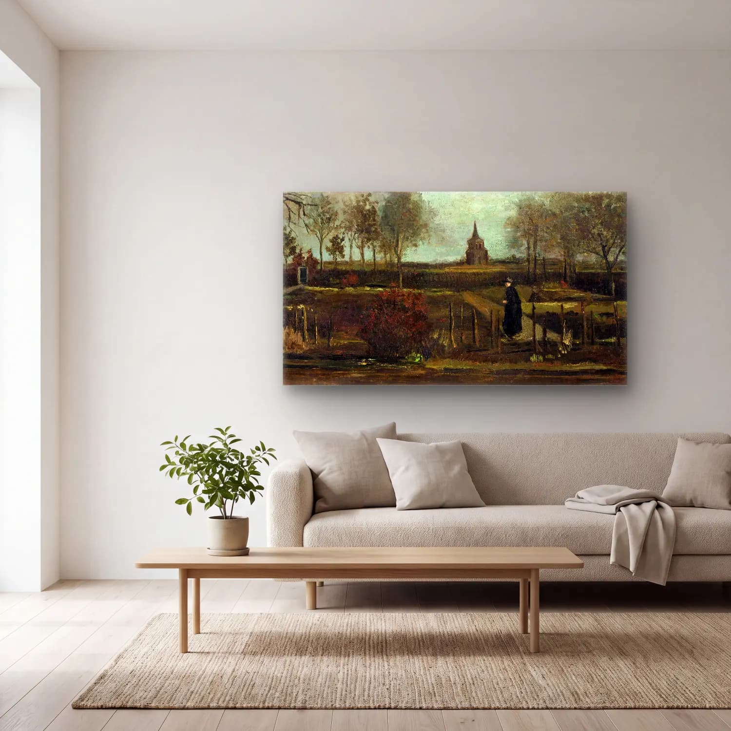 Vincent van Gogh – The Parsonage Garden at Nuenen cam tablo — açık renk salonda