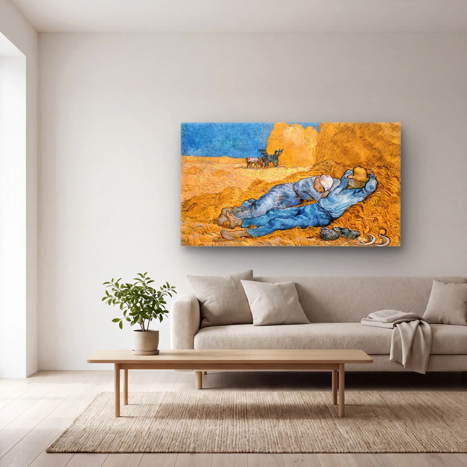Vincent van Gogh – The Siesta cam tablo — açık renk salonda