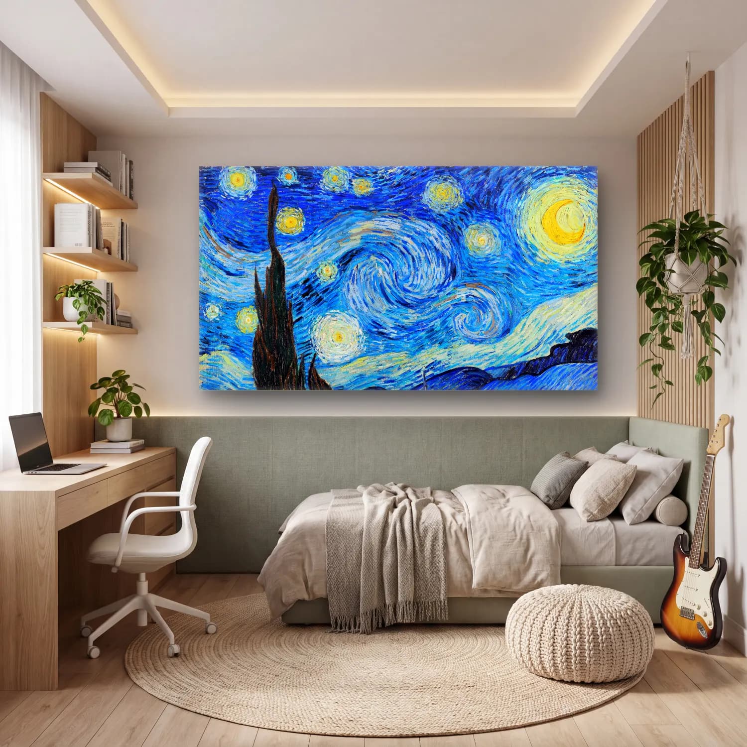 Vincent van Gogh – The Starry Night cam tablo — genç odasında