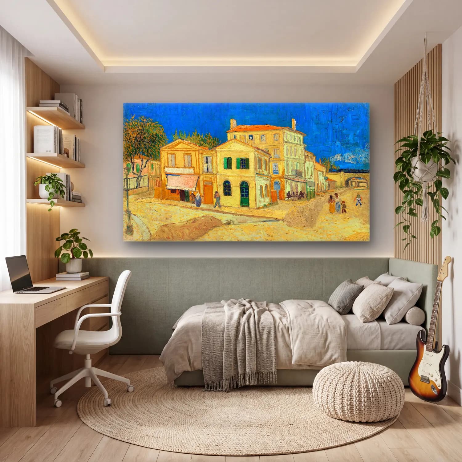 Vincent van Gogh – The Yellow House cam tablo — genç odasında