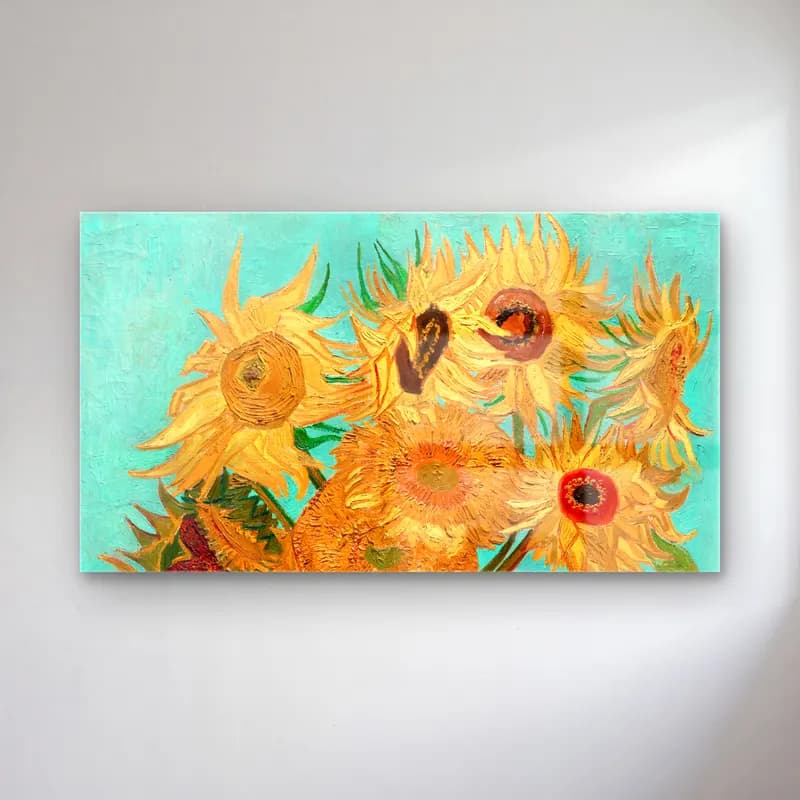 Vincent van Gogh – Vase with Twelve Sunflowers No. 4 cam tablo — Vincent van Gogh – Vase with Twelve Sunflowers No. 4 — empresyonist ayçiçekleri