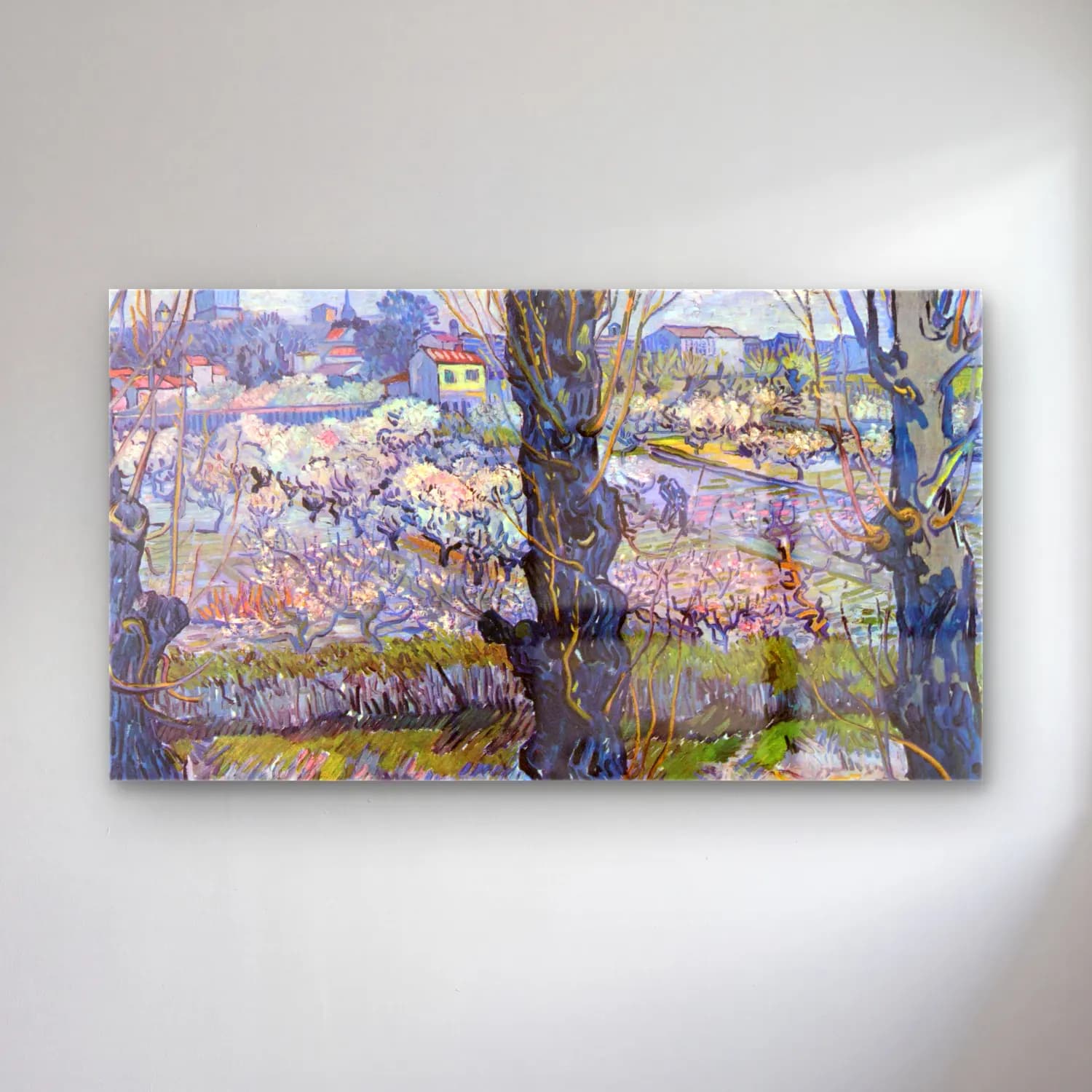 Vincent van Gogh – View of Arles, Flowering Orchards cam tablo — Vincent van Gogh – View of Arles, Flowering Orchards — empresyonist kiraz çiçekleri