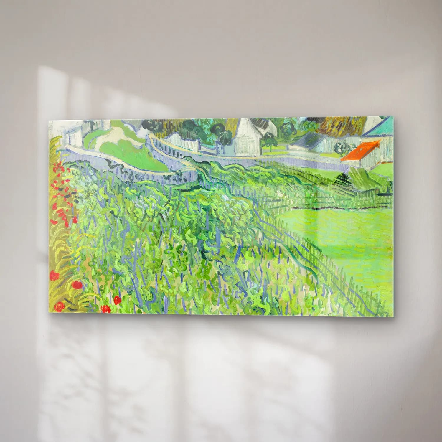 Vincent van Gogh – Vineyards with a View of Auvers cam tablo — sağ açıdan görünüm