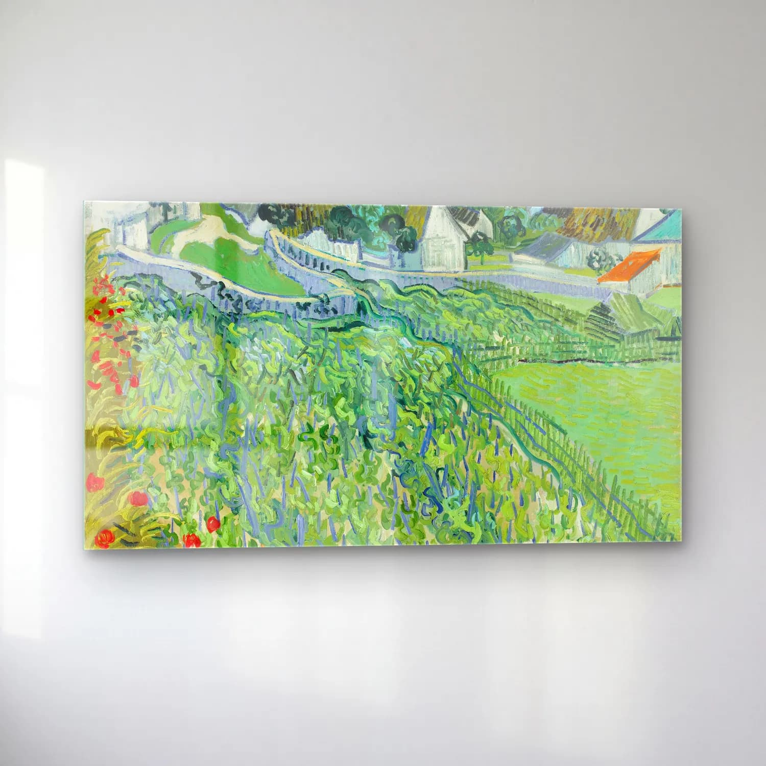 Vincent van Gogh – Vineyards with a View of Auvers cam tablo — sol açıdan görünüm