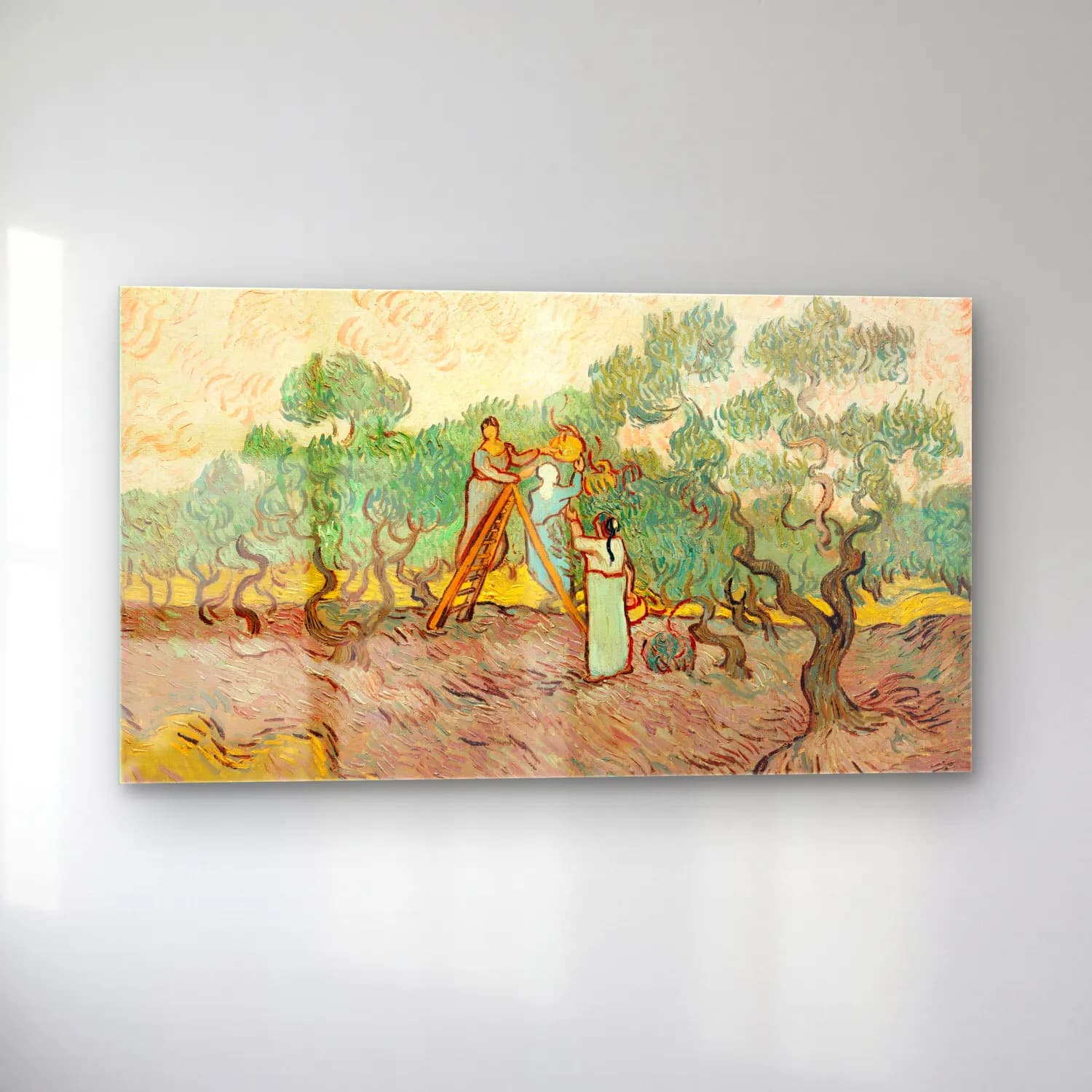 Vincent van Gogh – Women Picking Olives cam tablo — sol açıdan görünüm