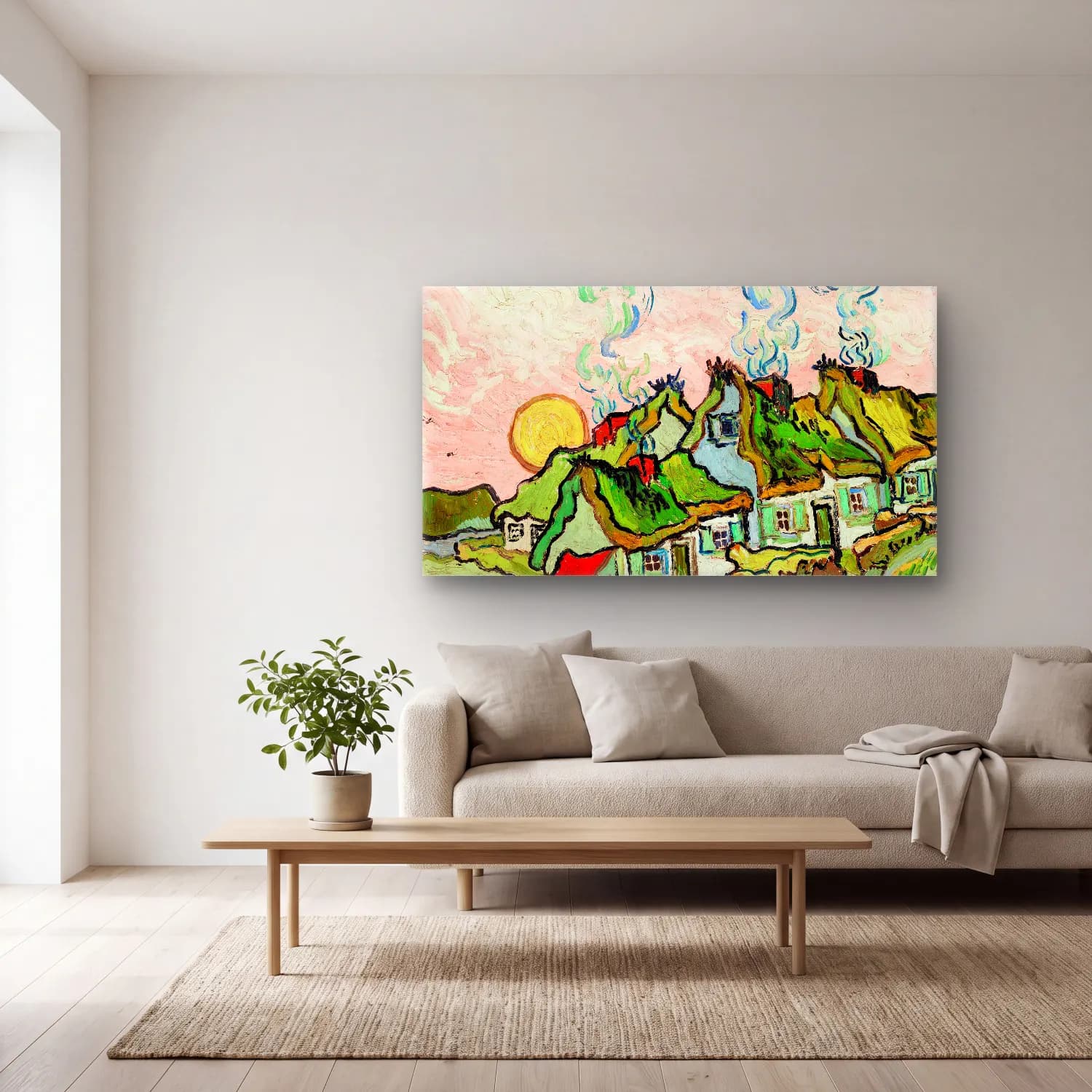 Vincent van Gogh – house and figure cam tablo — açık renk salonda