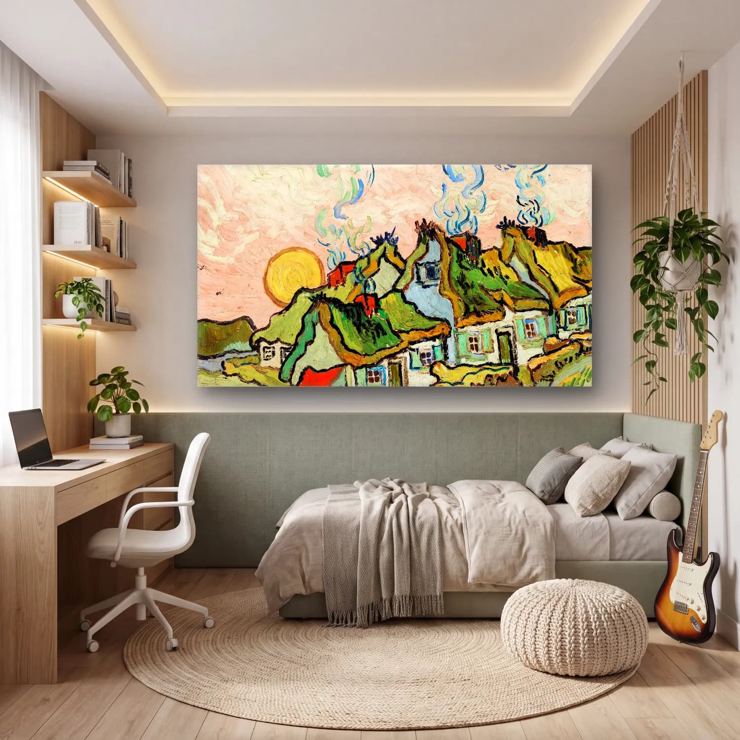 Vincent van Gogh – house and figure cam tablo — genç odasında